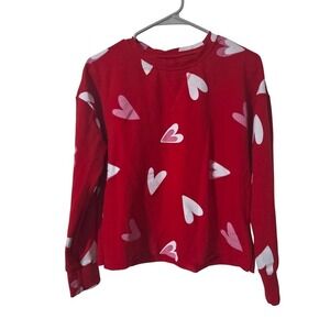 Grayson Threads Sleepwear Red Heart Print Long Sleeve Top - Size Small